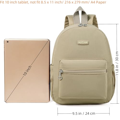 AOTIAN Mini Lightweight 11.8 Inch Backpack Durable Travel Hiking Women and Girls Small Daypack, 7 Liters Khaki - color: Khaki