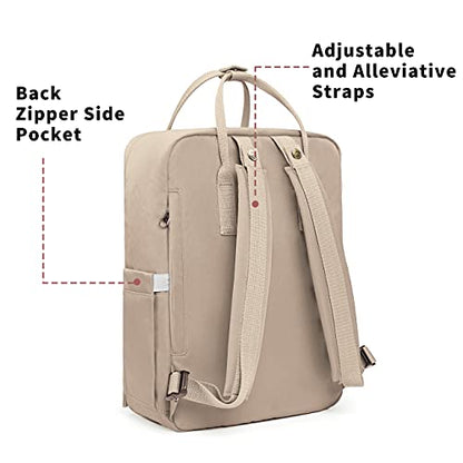 KALIDI Casual Laptop Backpack 15 Inches Classic Camping Rucksack Travel Outdoor Square Daypack College Hiking Gym Bag, Khaki - color: Khaki