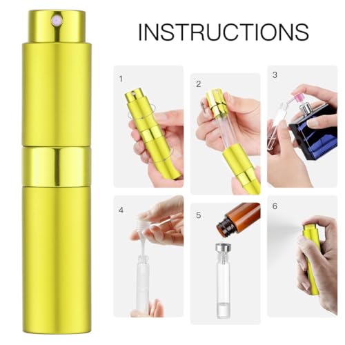 LISAPACK 8ML Atomizer Perfume Spray Bottle for Travel, Empty Refillable Cologne Dispenser, Portable Sprayer (Yellow) - color: Yellow