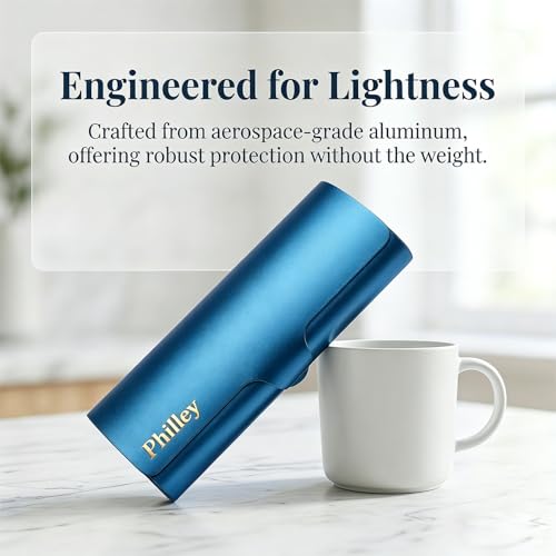 Philley Aluminum Ultra-Light Eyeglasses Case Hard Shell Nearsighted Glasses Case for Women & Men - color: Blue