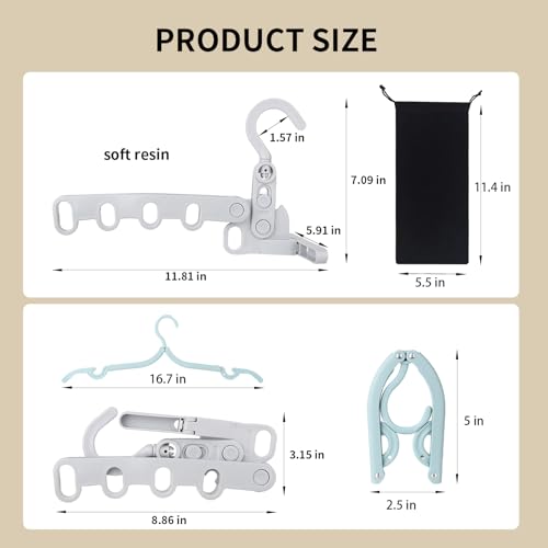1Pcs Clothes Drying Rack Foldable and 10 Pcs Travel Hangers and 1pcs Organizer Bag,Foldable Design Doesn't take up Much Space, Great Combo for Travel/Hotel/Cruise. - style: 1+10 Pcs