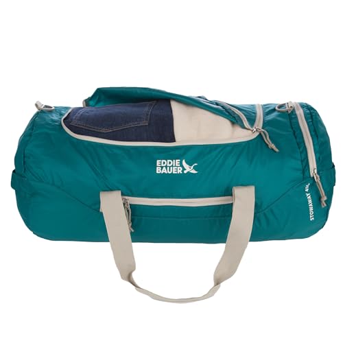 Eddie Bauer Stowaway Packable Duffel Bag | Travel | Foldable | Lightweight | Durable | Ripstop Polyester - color: Deep Sea