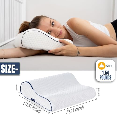alkamto Travel & Camping Comfortable Memory Foam Pillow – Easy to Carry Portable Bag – Temperature Regulating Pillow Case (White Contour) - size: White Contour Travel