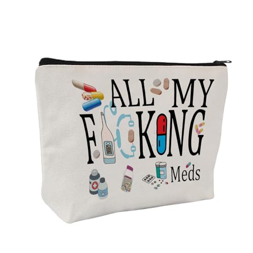Medicine Storage Pouch with Diabetes, Medicines Bag, and Medical Supply Designs, White Canvas Zipper Cases, Multi-Use Functionality (Gift for Birthdays, Graduation, Christmas) (Style J) - style: Style J