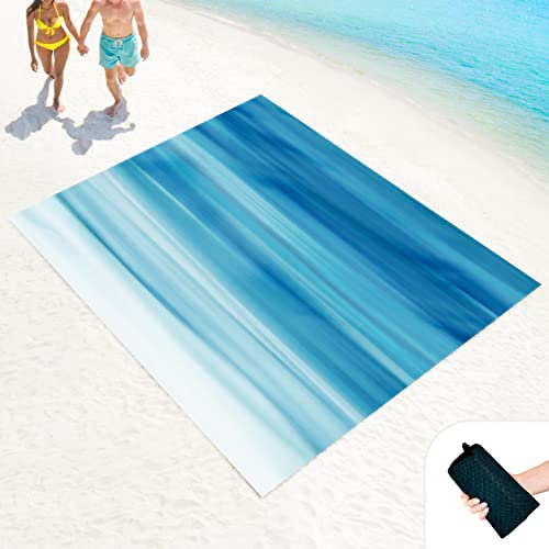Beach Blanket Sand Proof Waterproof Oversized 100" x 80" Sand Free Mat with Corner Pockets and Mesh Bag for Outdoor, Picnic, Travel, Beach Accessories Portable, Gradient Blue Ocean - color: Gradient Blue Ocean