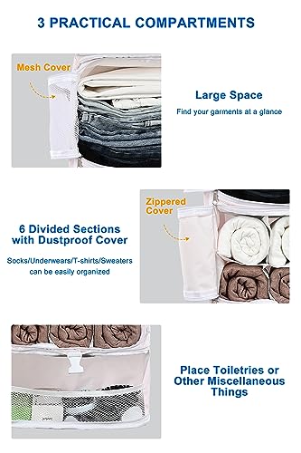 ELEZAY Hanging Packing Cubes Portable Closet 3-Shelf Travel Collapsible Compression Garment Organizer for Carry-on Luggage Suitcase Space Saver Bag X-Large_No Side Pockets, Blush Pink - color: Blush Pink, size: X-Large_12*10*24 IN