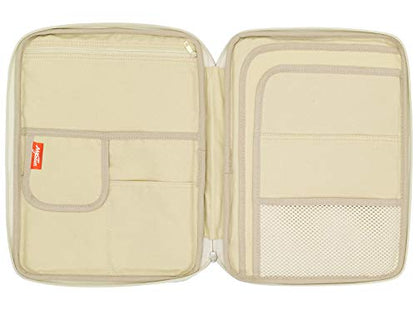 Document A4 Bag Case Waterproof Organizer Portfolio Office Travel Zipper Multi-Function Pouch - color: 01-pink Orange