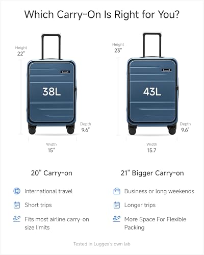 LUGGEX Carry On Luggage Top Opening, FLA Aluminum Frame Polycarbonate Hard Shell Suitcase (FX-Enhance, Silver Grey, 20 Inch, 38L) - color: Silver Grey