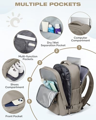 Vacuum Seal Travel Backpack Built-in Pump,Air Compression System Vacuum Vacpack Backpack Travel Bag for Women Men Carry On Suitcase Luggage Laptop Airlines Approved Daypack Space Saver Bags Grey Brown - color: A1-greybrown