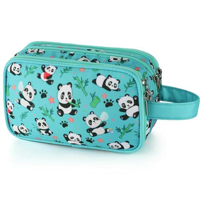 Kids Toiletry Bag for Girls, Travel Toiletry Bag for Little Young Girls Cosmetic Bag Makeup Bag Waterproof Hanging Wash Bag Toddler Toiletries, Panda Green Teal - color: Panda-Green