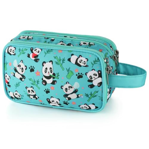 Kids Toiletry Bag for Girls, Travel Toiletry Bag for Little Young Girls Cosmetic Bag Makeup Bag Waterproof Hanging Wash Bag Toddler Toiletries, Panda Green Teal - color: Panda-Green