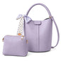 Vegan Leather Bucket Bag for Women Crossbody Bucket Purse with Removable Fashion Bucket Handbag - color: Purple