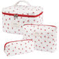 honitty Makeup Bag,Quilted Cosmetic Bags,Large Floral Make Up Organize bag,Makeup Bag Set for Women,Flower Travel Toiletry Bag - color: Cherry-2