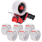 Zuvo Heavy Duty Tape Gun and Dispenser with 6 Clear Packaging Tapes. Clear Packaging Tape 44mm X 66m with Metal Tape Gun Dispenser for Moving Boxes,Warehouse Or General Packing Needs