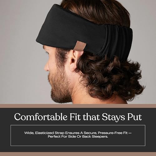 Lunya Washable Silk Sleeping Mask - Thermoregulating Mulberry Silk, Light Blocking and Comfortable Fit – Sleep Mask for Women and Men with Box - Immersed Black - Large - color: Immersed Black - Large, size: Large