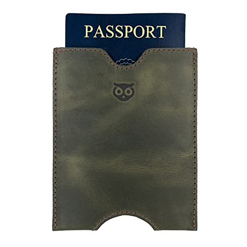 Hide & Drink, Travel Passport Pocket Sleeve Handmade from Full Grain Leather - Dark Jade - color: Dark Jade