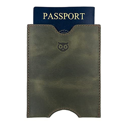 Hide & Drink, Travel Passport Pocket Sleeve Handmade from Full Grain Leather - Dark Jade - color: Dark Jade