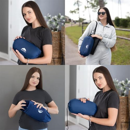 BlueHills Ultra Compact Travel Blanket 2 Pack Large Soft Cozy Portable Blanket Sheet with Carry Case and for Flight Airplane Car Layover Camping Hotel Blue C203-2PK-Navy - color: C201-2pk-navy