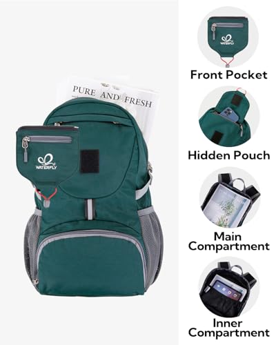 WATERFLY Small Lightweight Packable Backpack: 20l Ultra Light Foldable Travel Hiking Camping Daypack Day Pack for Man Woman - color: New-dark Green