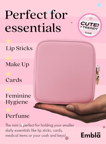 Embla Small Makeup Bag for Purse, Mini Waterproof Nylon Cosmetic Pouch, Durable and Lightweight Travel Toiletry Bag with Smooth Zipper, Light Pink - color: Flamingo, size: Mini