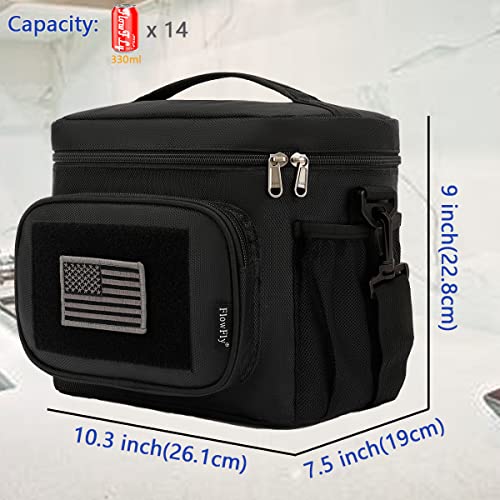 FlowFly Tactical Lunch Bag Large Insulated Lunch Box Cooler Tote for Men, Women with MOLLE/PALS Webbing (Black) - color: Black, size: Medium