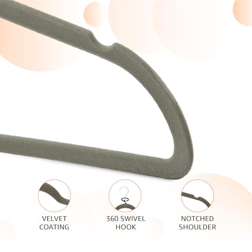 Amazon Basics Slim Velvet Non-Slip Space Saving Suit Clothes Hangers, Sturdy Metal, Gray/Silver, 30-Pack - color: Gray/Silver, size: Pack of 30