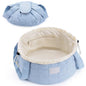 Narwey Lay Flat Open Drawstring Puffer Makeup Bag, Large Quilted Cosmetic Bag for Women Girls, Cute Make up Bags with Handle, Travel Toiletry Bag for Skincare, Brushes & Travel Essentials (Blue) - color: B-Quilted Blue