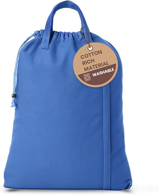 LFH Home Large Premium Cotton Canvas Laundry Bag with Drawstring and Handles Heavy Duty, Multi-Use, and Washable for Home, Travel, College or Storage 20x30 (Pack of 2)-Sky Blue - color: Sky Blue, size: 20”x30” (Pack of 2)