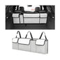 Car Trunk Organizer with Lid, Large Waterproof Vehicle Backseat Hanging Storage Bag with 4 Pockets & Adjustable Straps, Collapsible Automotive Interior Cargo Bag, Universal Fit (White/Grey) - color: White/Grey