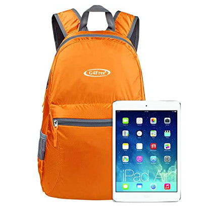 G4Free 20L Lightweight Packable Backpack Travel Hiking Daypack Foldable Backpack for Men Women - color: A-orange
