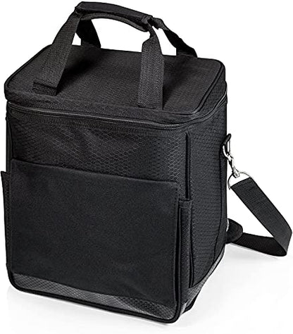Picnic TIME Cellar 6-Bottle Wine Carrier & Cooler Tote, Insulated Padded Wine Cooler Bag for Travel, Portable Water-Resistant Wine Bag, (Black with Gray Accents) - style: Wine Carrier