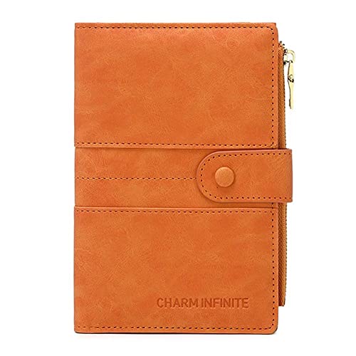 Mudono Passport and Card Holder for Women RFID Blocking Card Case Slim Travel Wallet Change Purse with Vaccine Card Slot - color: Orange