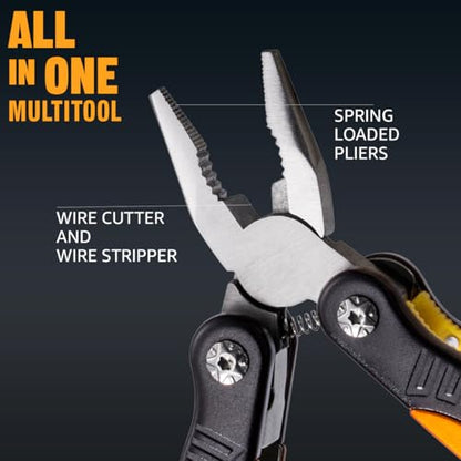 Mini Multitool Knife 12 in 1 Small Pocket Multi Tool with Knife and Pliers - Best Small Multi Purpose All in One Utility for Men & Women - Best Gear Accessory for EDC Work Camping Hiking 2229