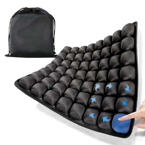 Sondor Travel Cushion, Airplane Seat Cushion for Long Flights, 56 Bubbles Portable Seat Cushion for Airplane, Inflatable Cushion for Office Chair, Wheelchair, Camping, Home Living (Black) - color: Black