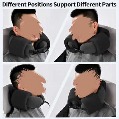 3-Ring Memory Foam Travel Neck Pillow It has obtained a Patent. The Three Rings can be movably Adjusted to Provide Flexible Support for The Neck, Head, and Other Areas.Black - color: Black