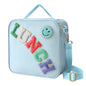 Insulated Lunch Bag With Adjustable Shoulder Strap, Nylon Preppy Lunch Box Large Insulated Lunch Bag Reusable Lunch Tote Bag with Smiley Preppy LunchBag for Girls School Travel Picnic (Blue) - color: Blue