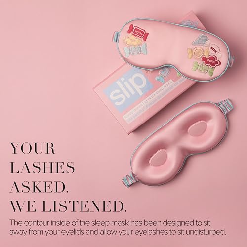 slip Besties Contour Sleep Mask | Pure Silk, 100% Mulberry Silk | Contoured Design | Soft, Gentle on Skin, Adjustable Strap for Perfect Fit | Ideal for Restful Sleep - color: Besties
