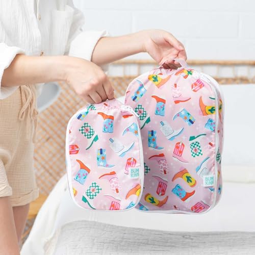Bumkins Packing Cubes and TSA Approved Pouches for Travel Bag, Organize Luggage with Compression Bags, Essential Traveling Accessories to Pack Clothes, Toiletries Carry On Suitcase, 5-pc Cowgirl Boots - color: A6 Cowgirl Boots-set