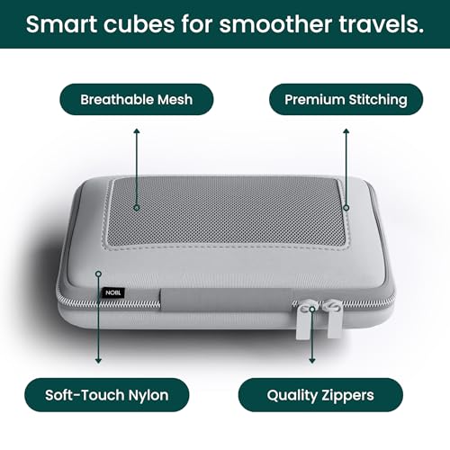 NOBL Travel Compressible Packing Cubes Set, 6 Pieces Travel Packing Organizers, Compression Luggage Cubes for Suitcases & Carry On, Space Saving (XXS, XS, S, M, L, XL) - Silver - color: Silver