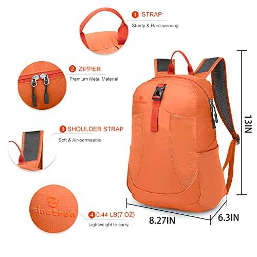 sinotron 22L Lightweight Packable Hiking Backpack, Small Hiking Backpack Day Pack for Women Men Travel Camping Vacation - color: Orange