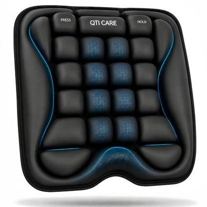 Airplane Seat Cushion, Air-Cell Travel Cushion for Long Flights, Inflatable Portable Seat Pad with Built-in Pump for Air Travel, Car, Office Chair and Wheelchair - color: Black Xxl