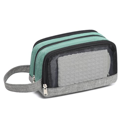 Yeiotsy Men's Travel Toiletry Bag – Small Dopp Kit with Mesh Pockets & 3 Compartments, Durable Shaving Organizer for Gym, Camping & Weekend Trips - color: Green