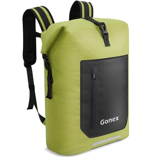 Gonex Ultralight Waterproof TPU Backpack, 55L Roll Top Dry Bag with Comfortable Padded Back Panel for Kayaking Boating Camping Fishing Travel,Green - color: Green, size: 55L