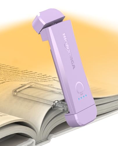 HIONXMGA Book Reading Light,Silent Touch Books Lamp for Reading in Bed,Rechargeable Clip on Booklight with 3 Amber Colors & 7 LEDs Precise Dimming for Eye Caring Night Reading,Book Lovers,Kids,Purple - color: Purple