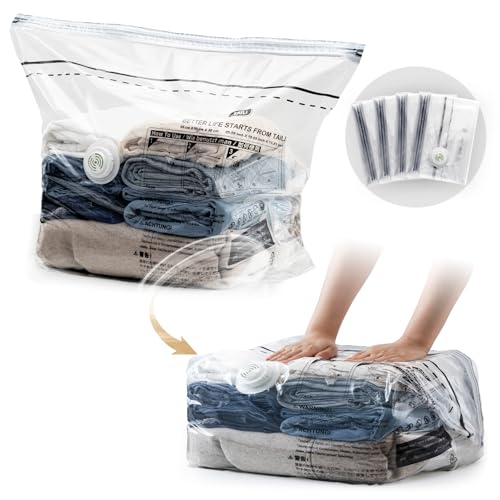 Cube Vacuum Storage Bags, 4 Pack Medium Size (25x19x11 inch), Vacuum Seal Bags for Clothing, Compression Packing for Clothes, Blankets, Baby Clothes, No Pump Needed - color: Clear, size: 4 Medium