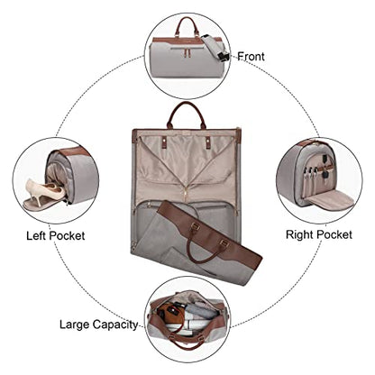 Modoker Convertible Garment Bag with Shoulder Strap, Carry on Garment Duffel Bag for Men Women - 2 in 1 Hanging Suitcase Suit Travel Bags, Caramel - color: Caramel