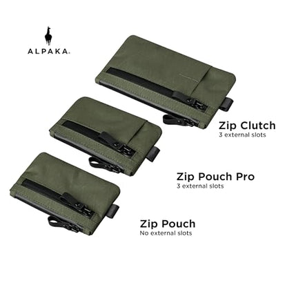 ALPAKA Zip Pouch Dark Green X-Pac- RFID-Blocking Small Cash and Card Zip Wallet with Carbon Neutral, Weatherproof Fabrics, YKK Zipper, EDC Pouch for Men Travel - color: Dark Green