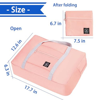 Travel Bag 12 Packes Carry on Luggage Foldable Duffel Bag Sports Gym Bag Weekender Overnight Bag Water Resistant Nylon Travel Duffel for Men Women (Pink 12PCS) - color: Pink 12