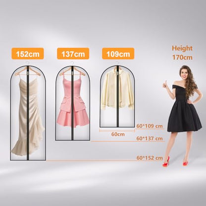 Long Garment Bag for Hanging Clothes Travel, 60'' Dress Bags for Gowns Long Dance Costumes Womens Coats, Suit Bag Clothes Cover for Closet Storage With Handles Pockets and Zipper, Black - size: 60" 1PK