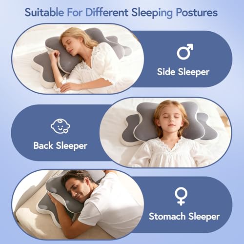 Sleep Apnea Pillow for Side Sleepers, Cervical Neck Pillow for Neck Pain Relief, Ergonomic Contour Memory Foam Pillow with Cooling Washable Cover for Back, Side & Stomach Sleepers